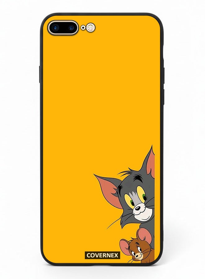Covernex Apple iPhone 7 Plus Protective Case Cover Printed Featuring Classic Duo Tom and Jerry Peeking Friends - Image 2