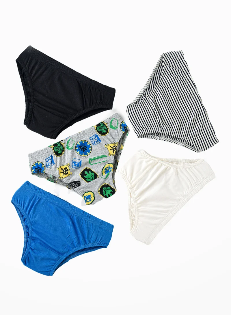 JAM 5 Pack Boys Briefs 95% Cotton 5% Elastane, Soft and Comfortable Underwear for Boys