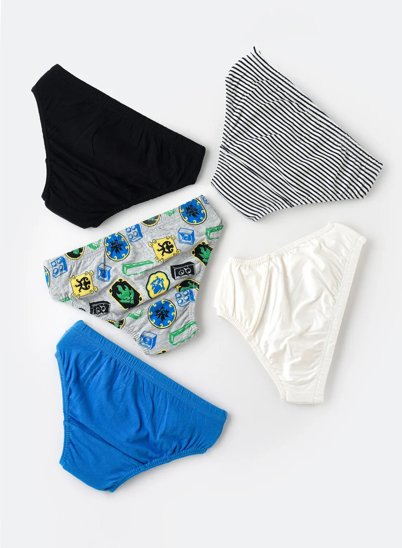 JAM 5 Pack Boys Briefs 95% Cotton 5% Elastane, Soft and Comfortable Underwear for Boys