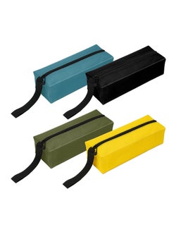 Excefore Multipurpose Zipper Tool Bag, 4 Pcs Canvas Zipper Bags, Heavy-Duty Tool pouch, Electrician tool pouch, Heavy Duty Tool Pouch Tote Bags Organize Storage (Army Green, Black, Cyan-blue, Yellow)  - Image 1