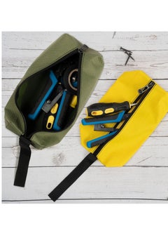 Excefore Multipurpose Zipper Tool Bag, 4 Pcs Canvas Zipper Bags, Heavy-Duty Tool pouch, Electrician tool pouch, Heavy Duty Tool Pouch Tote Bags Organize Storage (Army Green, Black, Cyan-blue, Yellow)  - Image 4