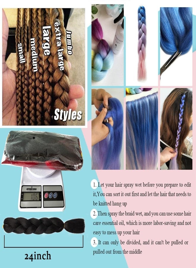 MAYSA Purple and Blue Braiding Hair Ombre Pre stretched Braiding Hair 24 Inch 3 Packs Soft Synthetic Fake Hair for Braids #Dark purple-Lake blue-Light purple - Image 4