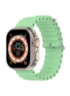 Replacement Strap Ocean Silicone Watch Band For Apple Watch Ultra 49mm / Series 8&7 45mm / SE 2&6&SE&5&4 44mm Light Green