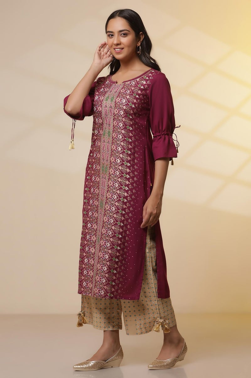Aurelia Women’s Floral Printed Straight Kurta Set with Trousers and Dupatta for Women - Image 3