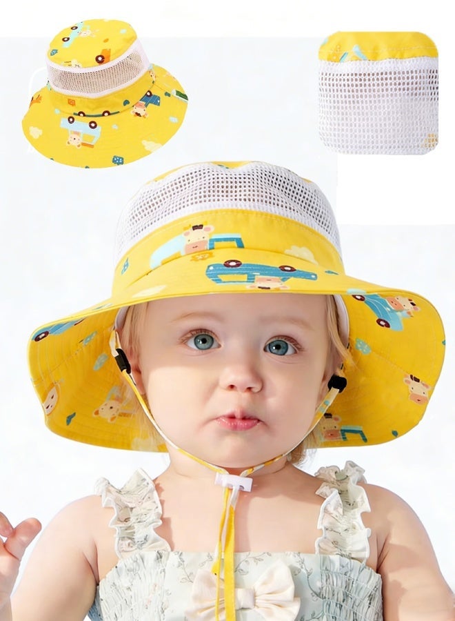 Aissiora Children's sunscreen hats Children's sun hats UV-blocking caps Children's bucket hats Light sun hat in summer Cartoon pattern Unisex - Image 1