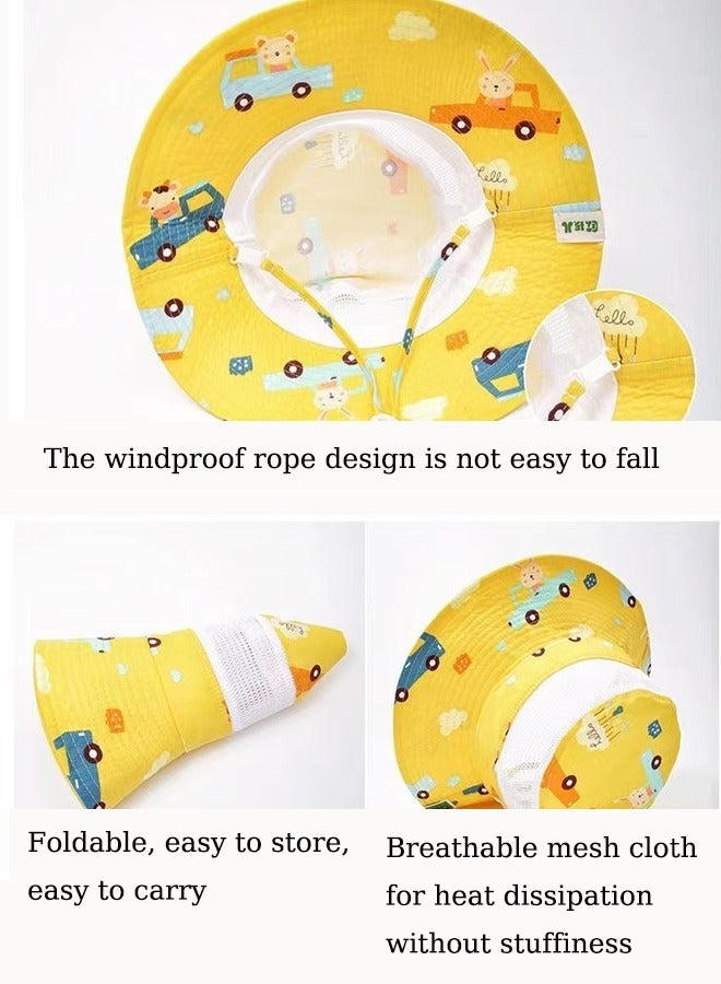 Aissiora Children's sunscreen hats Children's sun hats UV-blocking caps Children's bucket hats Light sun hat in summer Cartoon pattern Unisex - Image 4