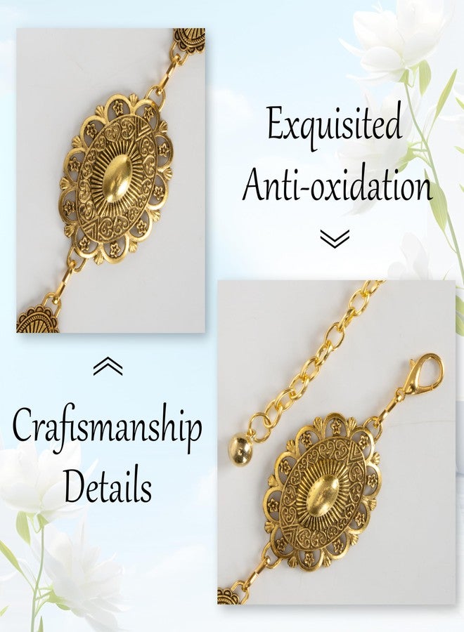 إيوهاك حزام إيوهاك النسائي الغربي البوهيمي ذو السلسلة المعدنية قابل للتعديل للفساتين والجينز وملابس الحفلات الموسيقية الريفية (ذهبي، 45 بوصة (28 بوصة + سلسلة ممتدة 17 بوصة)) - Image 3