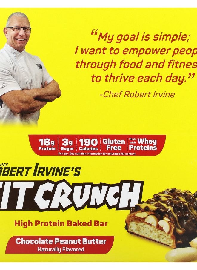 FITCRUNCH - High Protein Baked Bar Chocolate Peanut Butter 9 Bars 1.62 oz (46 g) Each - Image 1