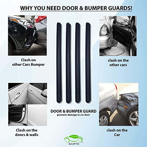 SARTE Universal Car Edge Door Guard Scratch Protector Silicone Rubber Bumper Protector Guard Anti-Scratch Bumper Protector Anti-Collision Patch Bumper Guard Strip for All Cars (4pcs-Black) - Image 3