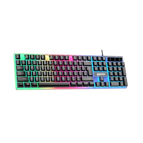 Geonix Cruiser K5, Wired Gaming Keyboard, 104 Keys, 1.5m Cable, 12 Multimedia Keys, USB Interface, RGB Colour, Plug and Play - Image 1