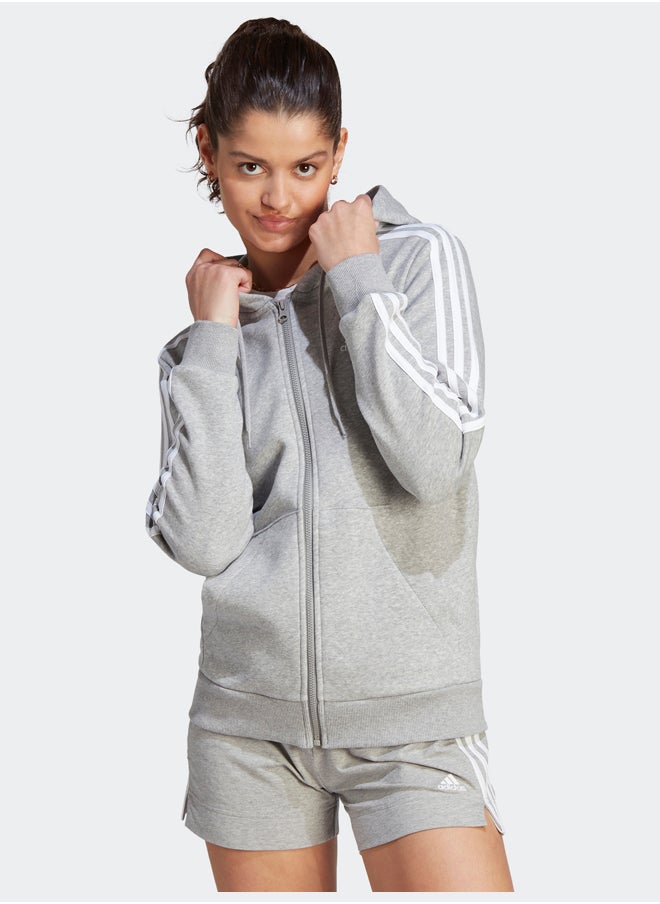 Adidas Essentials 3-Stripes Full-Zip Fleece Hoodie  - Image 1