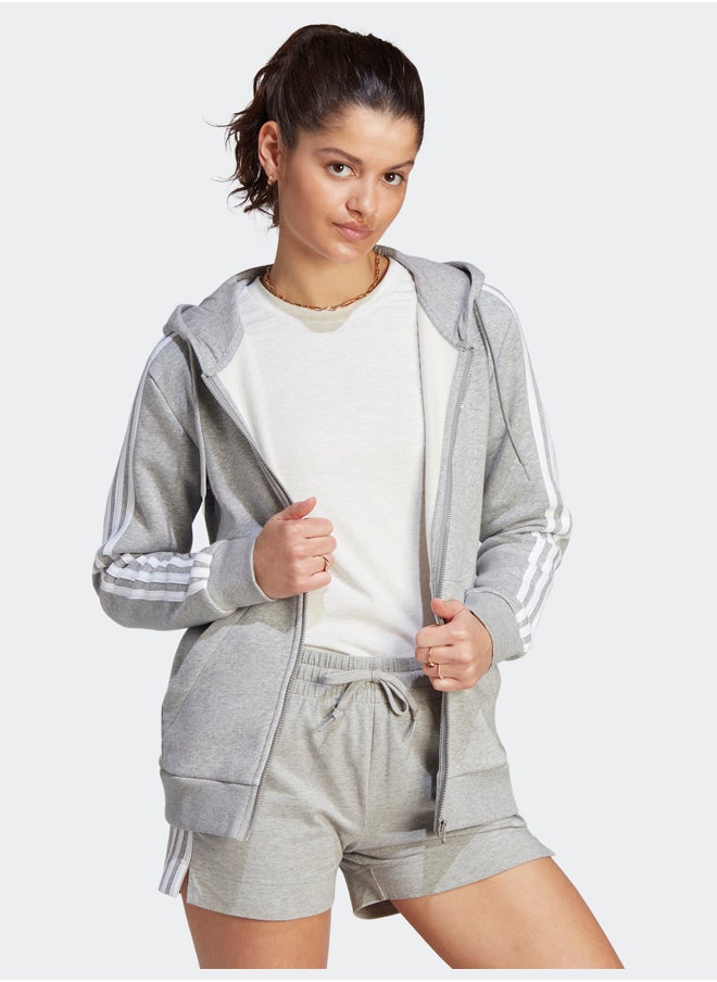 Adidas Essentials 3-Stripes Full-Zip Fleece Hoodie  - Image 4