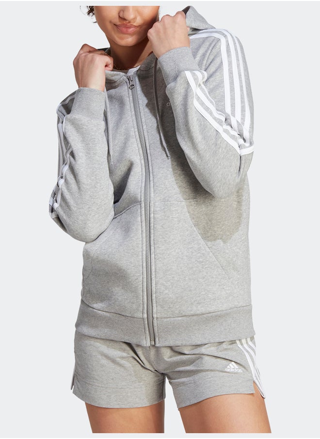 Adidas Essentials 3-Stripes Full-Zip Fleece Hoodie  - Image 2