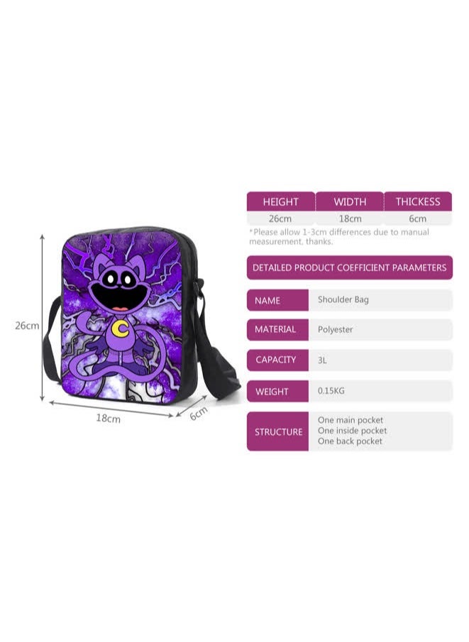 Smiling critters smiling animal purple cat primary and secondary school student schoolbag children's backpack backpack,Smiling Animals Three-piece Set 04