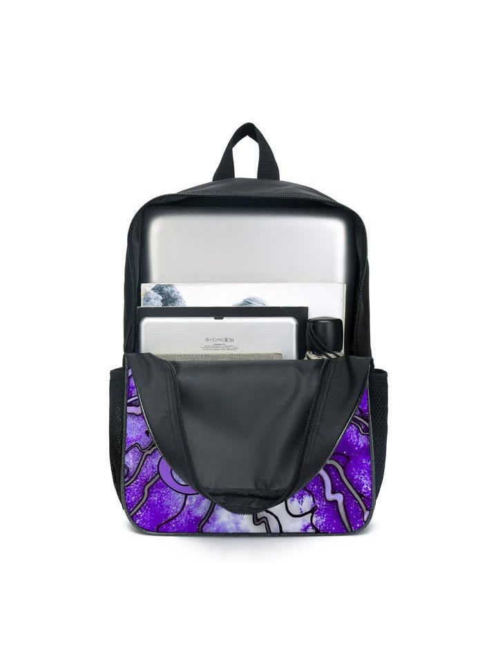 Smiling critters smiling animal purple cat primary and secondary school student schoolbag children's backpack backpack,Smiling Animals Three-piece Set 04