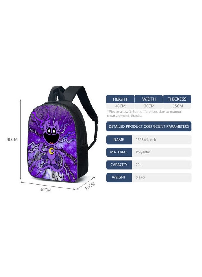 Smiling critters smiling animal purple cat primary and secondary school student schoolbag children's backpack backpack,Smiling Animals Three-piece Set 04