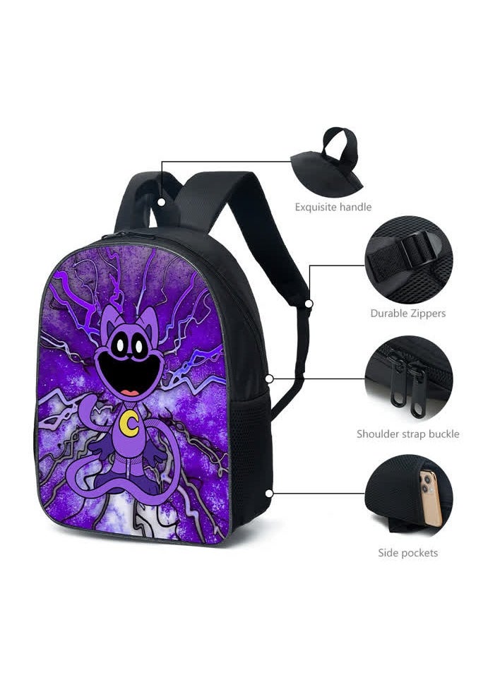 Smiling critters smiling animal purple cat primary and secondary school student schoolbag children's backpack backpack,Smiling Animals Three-piece Set 04