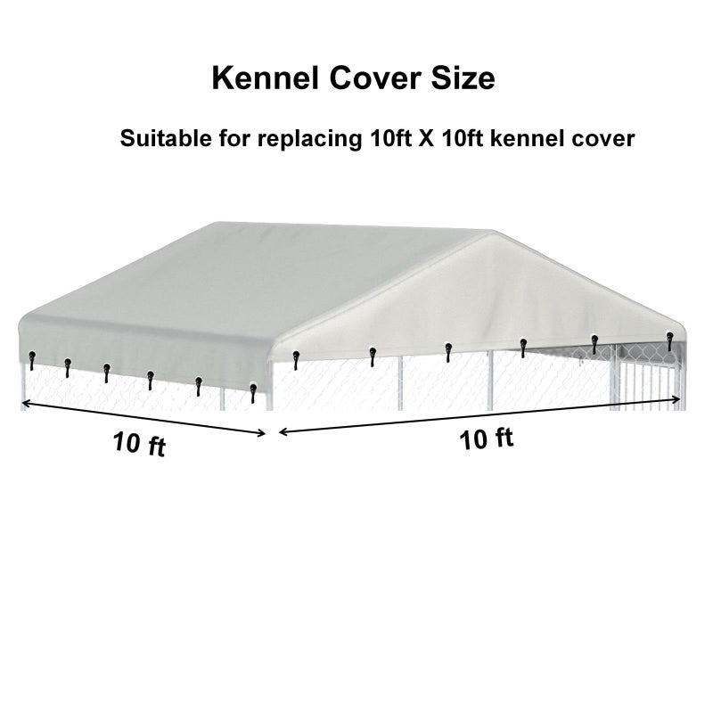 Ddeman Outdoor Dog Kennel Cover 10'W x 10'L - 600D Waterproof Oxford Cloth Replacement Cover (Frame Not Included) - Beige - Image 2