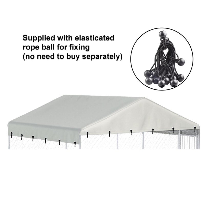 Ddeman Outdoor Dog Kennel Cover 10'W x 10'L - 600D Waterproof Oxford Cloth Replacement Cover (Frame Not Included) - Beige - Image 4