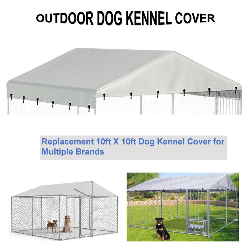 Ddeman Outdoor Dog Kennel Cover 10'W x 10'L - 600D Waterproof Oxford Cloth Replacement Cover (Frame Not Included) - Beige - Image 5