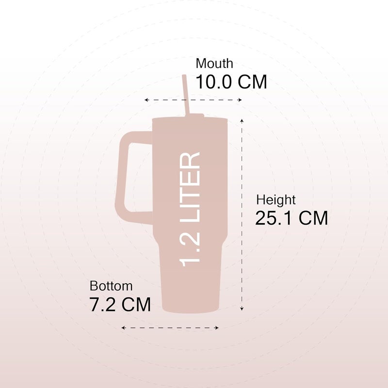 SOLARA Elixir 40oz Tumbler for Hot and Cold, 1200ml Insulated Tumbler with Lid, Stainless Steel Tumbler with Straw, Travel Tumbler, Coffee Mug for Office, Home, 1200ml, 40oz, Dusky Pink - Image 4