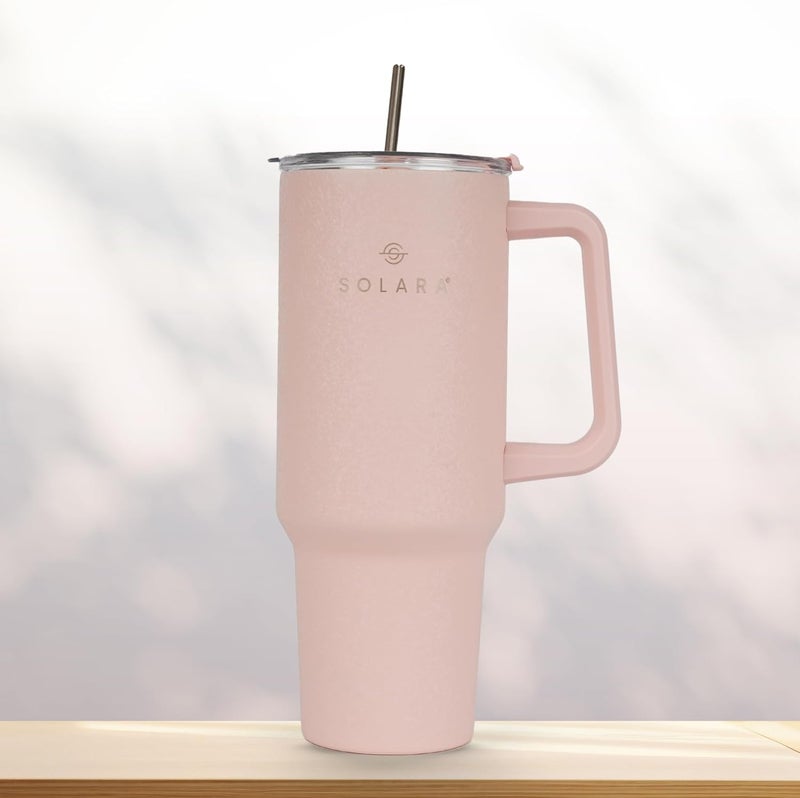 SOLARA Elixir 40oz Tumbler for Hot and Cold, 1200ml Insulated Tumbler with Lid, Stainless Steel Tumbler with Straw, Travel Tumbler, Coffee Mug for Office, Home, 1200ml, 40oz, Dusky Pink - Image 1