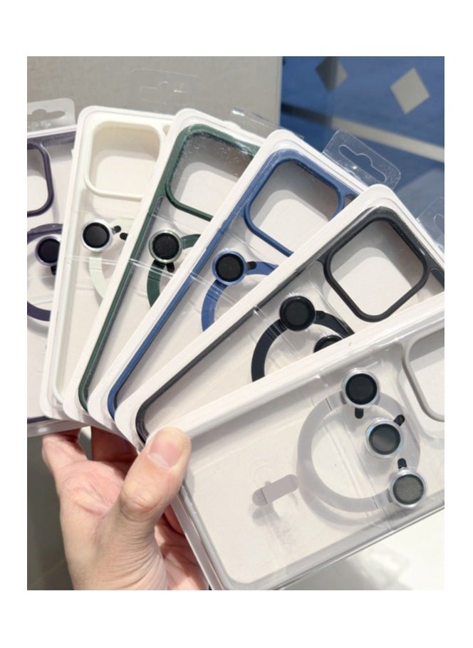 Suitable for iPhone 15 Pro Max with Complete Shock Protection, Transparent Back Cover, Ultra-Thin Phone Cover with Lens Protection Film, Magnetic Protection Cover