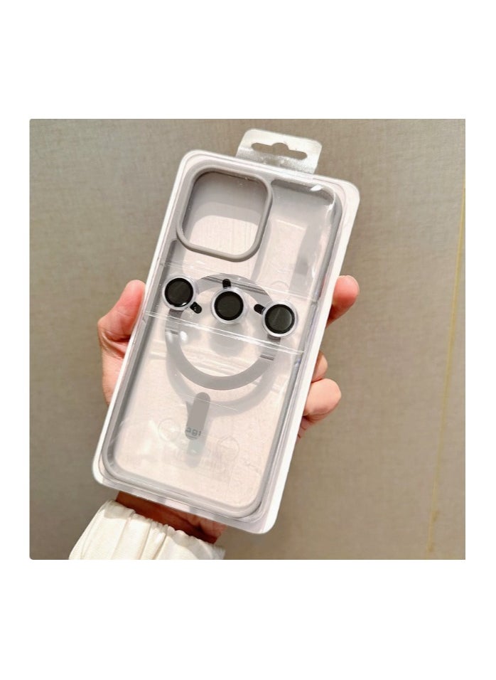 Suitable for iPhone 15 Pro Max with Complete Shock Protection, Transparent Back Cover, Ultra-Thin Phone Cover with Lens Protection Film, Magnetic Protection Cover