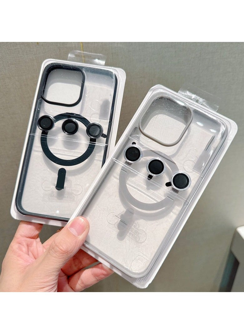 Suitable for iPhone 15 Pro Max with Complete Shock Protection, Transparent Back Cover, Ultra-Thin Phone Cover with Lens Protection Film, Magnetic Protection Cover