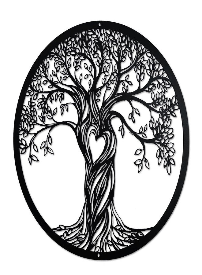 Acopelo Metal Wall Decor, Tree Art Wall Sculpture, Metal Wall Art Hanging for Living Room Bedroom Indoor Outdoor, Laser Cut Rustic Black Tree of Life （Black） (Big) - Image 1