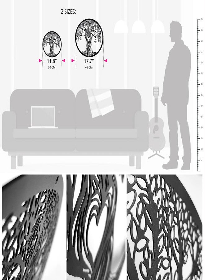 Acopelo Metal Wall Decor, Tree Art Wall Sculpture, Metal Wall Art Hanging for Living Room Bedroom Indoor Outdoor, Laser Cut Rustic Black Tree of Life （Black） (Big) - Image 3
