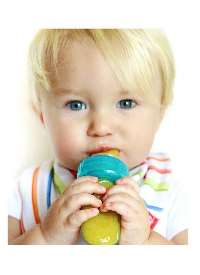 Nuby Nuby EZ Squee-Z Silicone Self Feeding Baby Food Dispenser, 1 Count (Pack of 1) - Aqua/Pink/Green, Colors May Vary  - Image 2