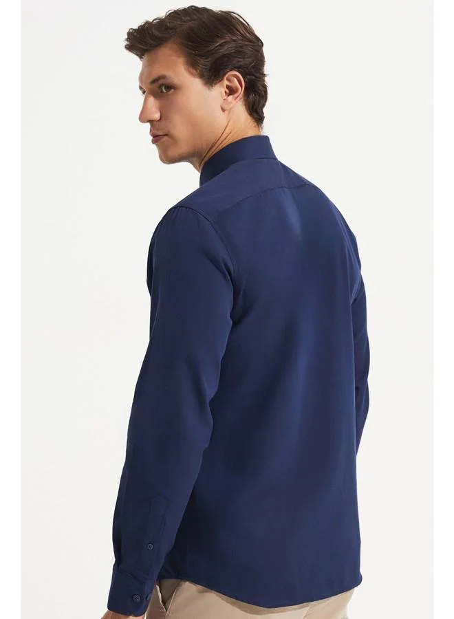 جون June Exclusive Men Slim Fit Long Sleeve Shirt Navy