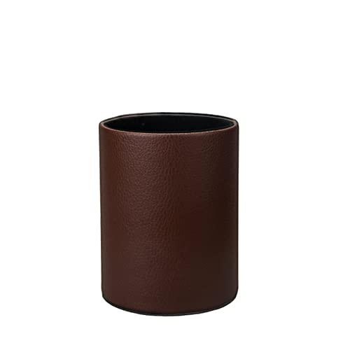 Fosinz Leather Pen Holder, Brown Pencil Holder, Desktop Elegant Pen Holder for Desk, Stationery Organizer for School Office Home Dorm (3.3" x 3.3" x 4", Brown) - Image 1