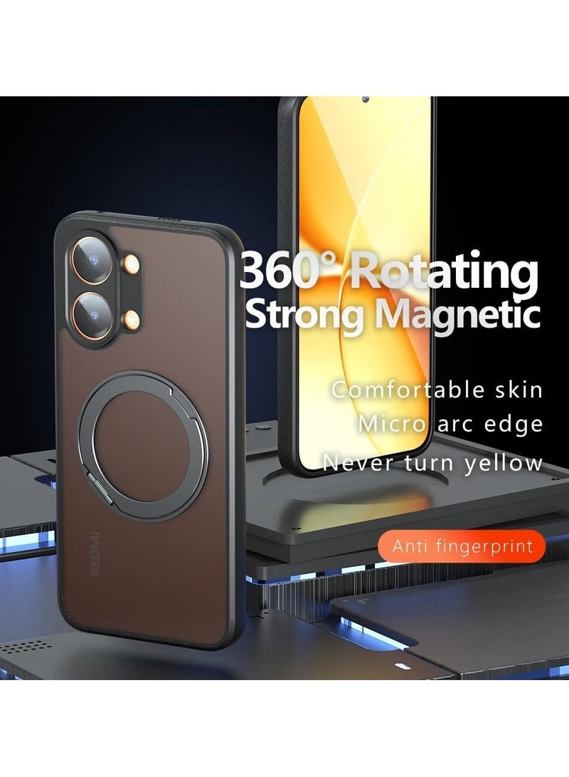 عام غطاء مغناطيسي متوافق مع Xiaomi POCO X8 Pro Max؛ غطاء شبه شفاف غير لامع باللون الأسود؛ حماية ممتصة للصدمات من PC مقاوم للاصفرار + TPU مع وسادة هوائية؛ يتميز بحامل دوار بزاوية 360 درجة - Image 2