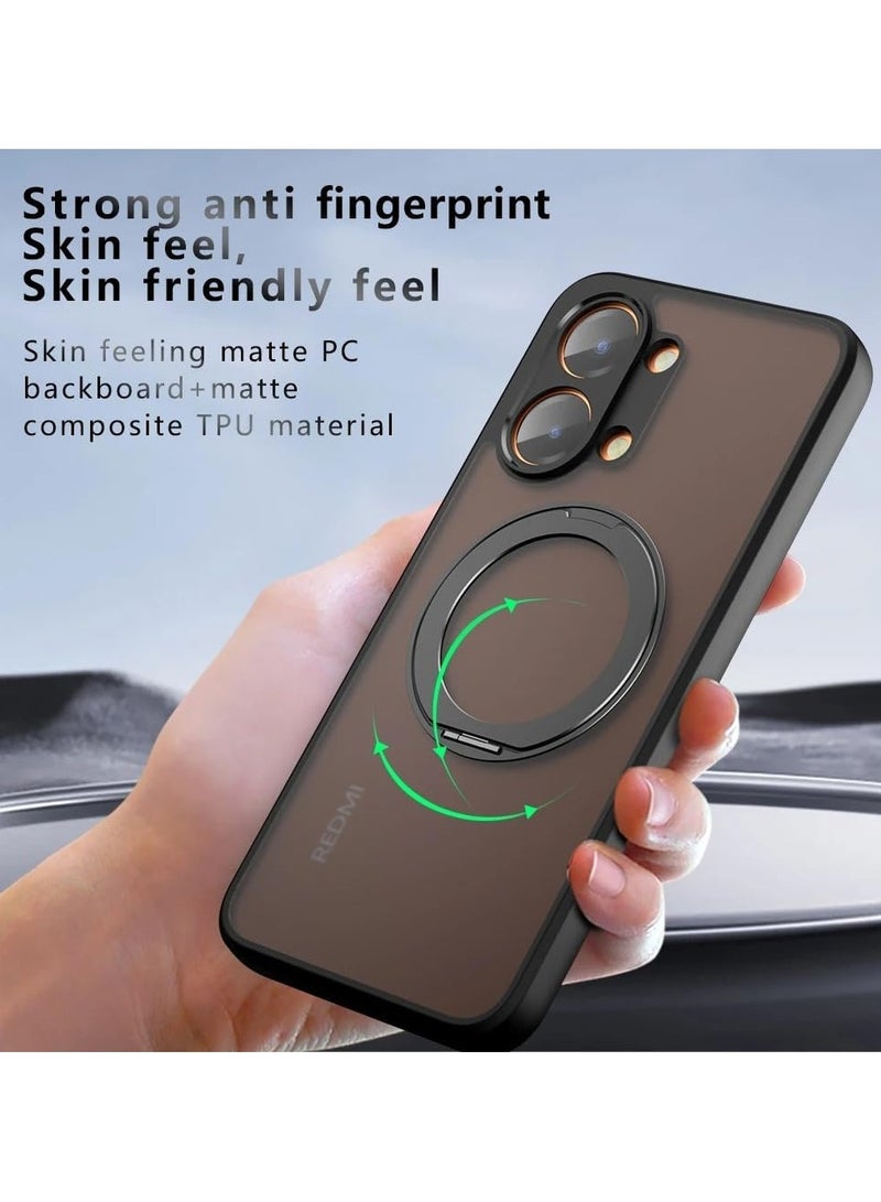 عام غطاء مغناطيسي متوافق مع Xiaomi POCO X8 Pro Max؛ غطاء شبه شفاف غير لامع باللون الأسود؛ حماية ممتصة للصدمات من PC مقاوم للاصفرار + TPU مع وسادة هوائية؛ يتميز بحامل دوار بزاوية 360 درجة - Image 3
