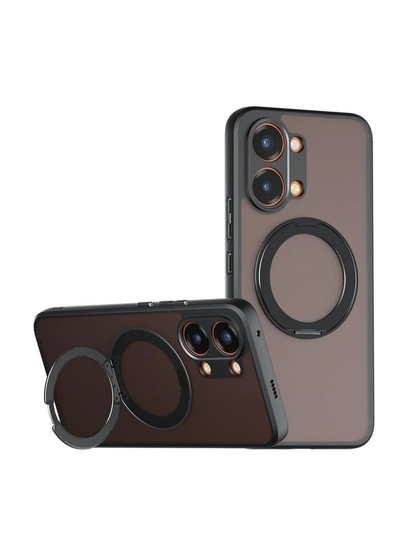 عام غطاء مغناطيسي متوافق مع Xiaomi POCO X8 Pro Max؛ غطاء شبه شفاف غير لامع باللون الأسود؛ حماية ممتصة للصدمات من PC مقاوم للاصفرار + TPU مع وسادة هوائية؛ يتميز بحامل دوار بزاوية 360 درجة - Image 1