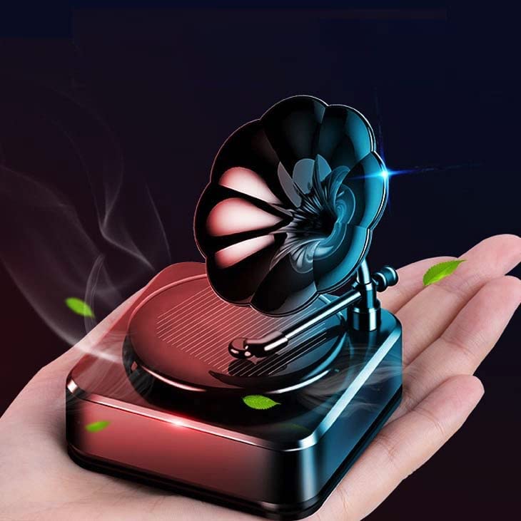 YOURKARTS.COM Solar Rotating Phonograph Car Perfume Retro Style Aromatherapy Dashboard Decoration, Auto Diffuser for Long-Lasting Freshness | car Accessories (Solar Gramophone, Rich Cologne) - Image 2