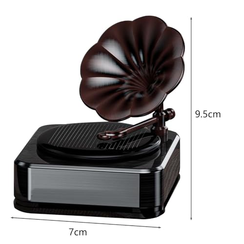 YOURKARTS.COM Solar Rotating Phonograph Car Perfume Retro Style Aromatherapy Dashboard Decoration, Auto Diffuser for Long-Lasting Freshness | car Accessories (Solar Gramophone, Rich Cologne) - Image 3