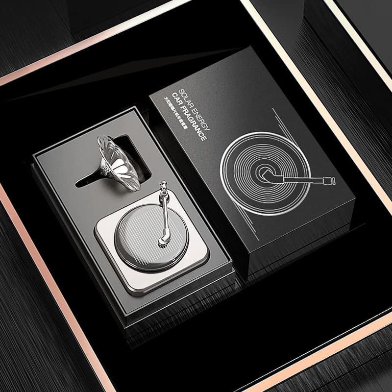 YOURKARTS.COM Solar Rotating Phonograph Car Perfume Retro Style Aromatherapy Dashboard Decoration, Auto Diffuser for Long-Lasting Freshness | car Accessories (Solar Gramophone, Rich Cologne) - Image 4