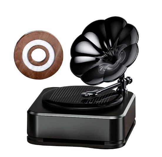 YOURKARTS.COM Solar Rotating Phonograph Car Perfume Retro Style Aromatherapy Dashboard Decoration, Auto Diffuser for Long-Lasting Freshness | car Accessories (Solar Gramophone, Rich Cologne) - Image 5