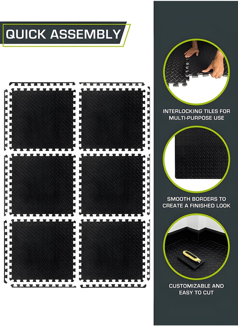 GROIC 12 Pack Puzzle Exercise Floor Mat, EVA Foam Mats with Interlocking Floor Tiles, 12'' x 12'' Foam Gym Mat, Protective Flooring Mats Interlocking for Home and Gym Equipment  - Image 5