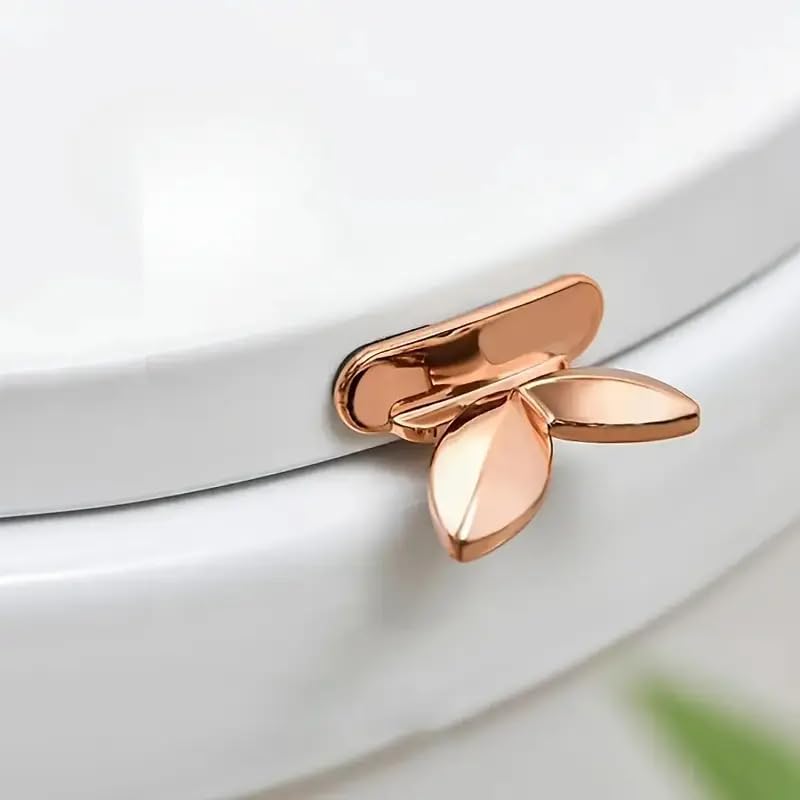 DNESHY Toilet Seat Cover Lifter, Self-Adhesive Toilet Seat Holder with Double Tape, Toilet Cover Support Tools Bathroom Accessories Maintain Hand Hygiene Germ-Free Handle for Home, Office (Rose Gold) - Image 1
