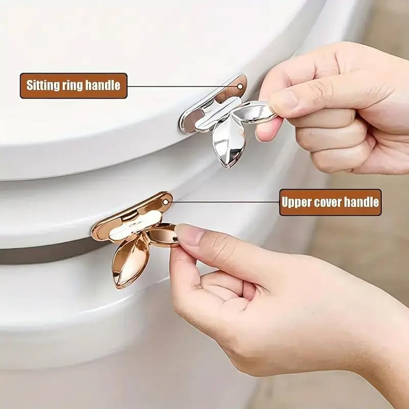DNESHY Toilet Seat Cover Lifter, Self-Adhesive Toilet Seat Holder with Double Tape, Toilet Cover Support Tools Bathroom Accessories Maintain Hand Hygiene Germ-Free Handle for Home, Office (Rose Gold) - Image 3