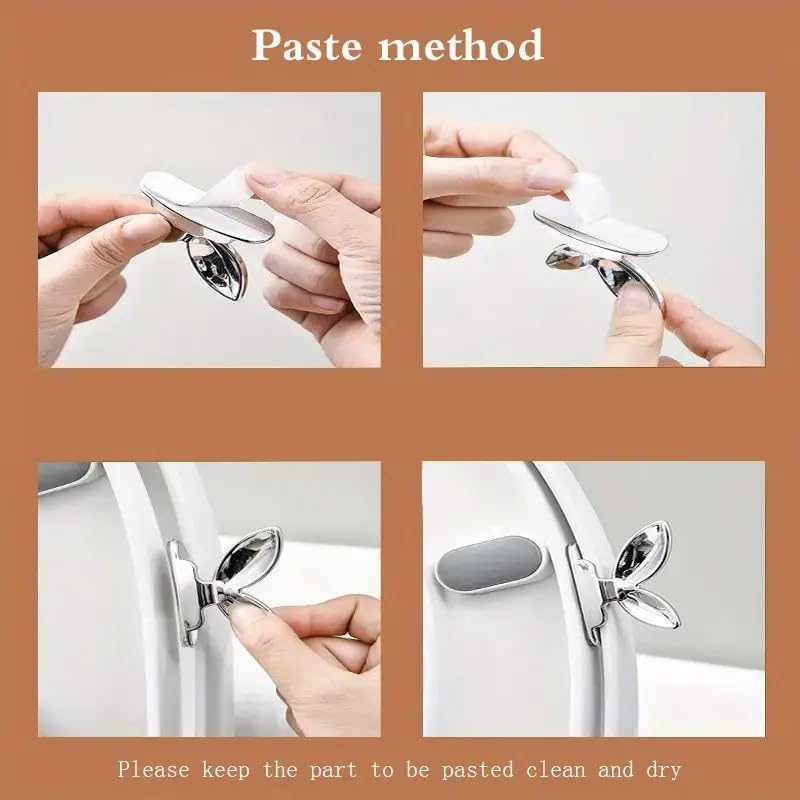 DNESHY Toilet Seat Cover Lifter, Self-Adhesive Toilet Seat Holder with Double Tape, Toilet Cover Support Tools Bathroom Accessories Maintain Hand Hygiene Germ-Free Handle for Home, Office (Rose Gold) - Image 5
