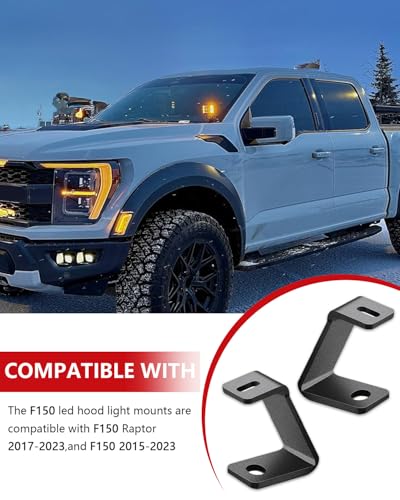 NORTHYUN F150 Ditch Light Brackets Hood LED Light Mount Bracket A-Pillar Pod Lights Mount Compatible with F150 Raptor 2017-2023 F150 2015-2023 - Image 4