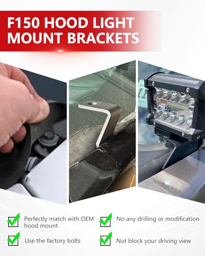 NORTHYUN F150 Ditch Light Brackets Hood LED Light Mount Bracket A-Pillar Pod Lights Mount Compatible with F150 Raptor 2017-2023 F150 2015-2023 - Image 3