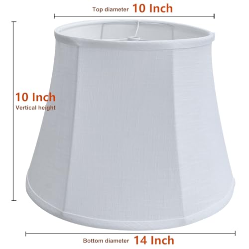 TooToo Star Double Tootoo Star White Lamp Shade Set of 2, Large Drum Lampshade for Floor Light and Table Lamp 10x14x10 inch, DIY Fabric Natural Linen Hand Crafted, Spider (White, 10x14x10 inch) - Image 2