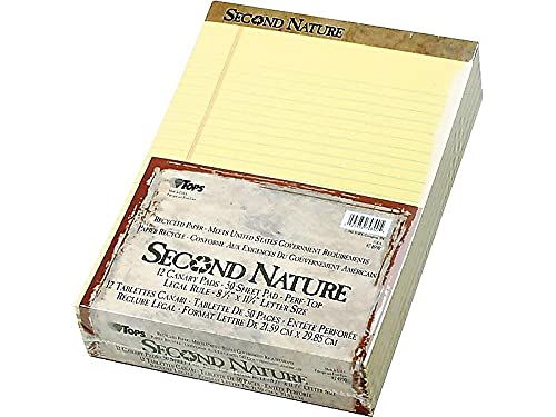 TOPS 74890 Second Nature Recycled Pads, 8 1/2 x 11 3/4, Canary, 50 Sheets (Pack of 12) - Image 2