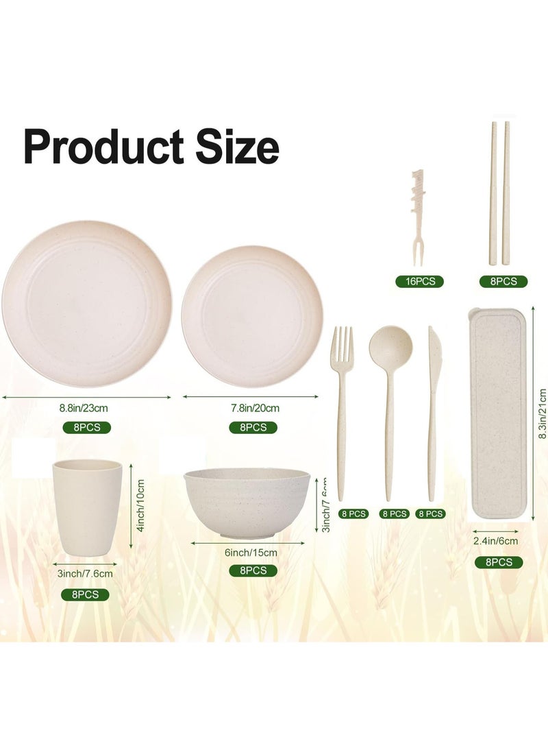كينجمازي طقم أواني الطعام من قش القمح 88 قطعة (8 مجموعات) - Image 2